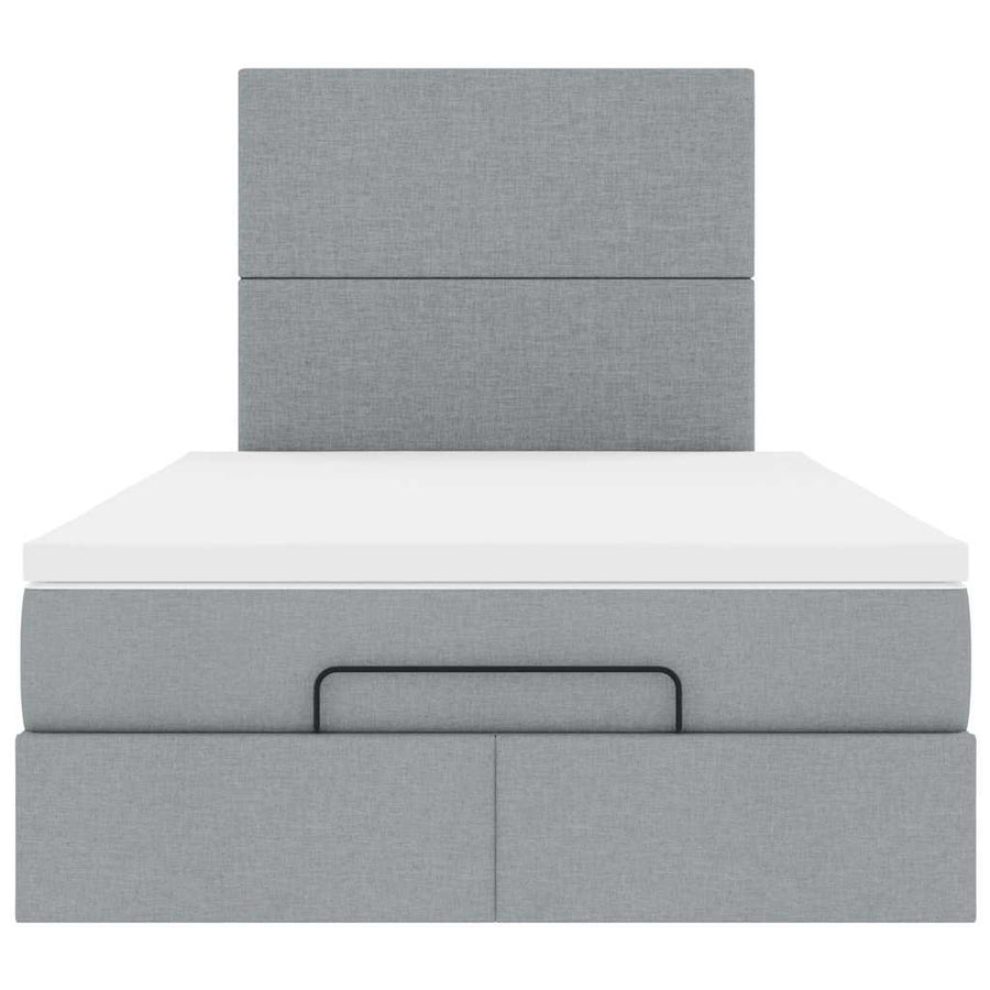 Ottoman bed met matras en LED's 120x200cm stof lichtgrijs