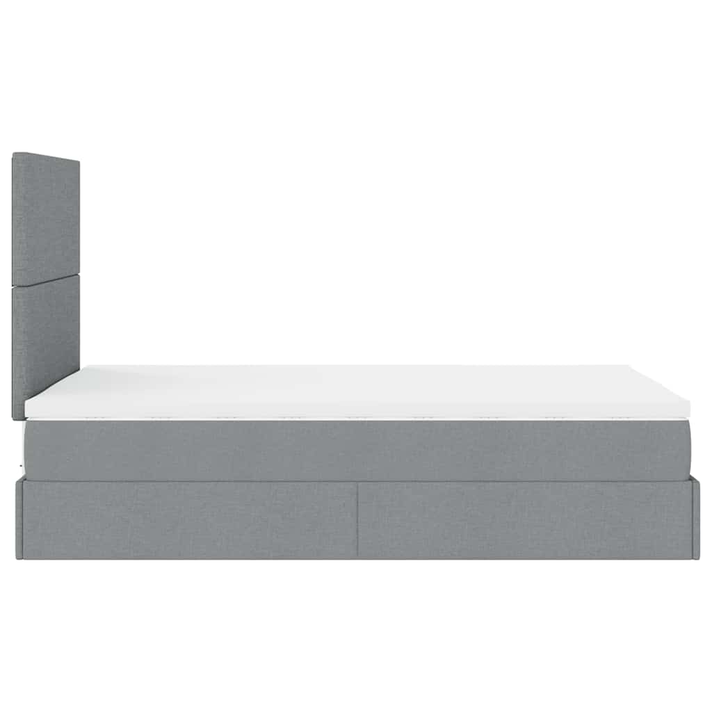 Ottoman bed met matras en LED's 120x200cm stof lichtgrijs