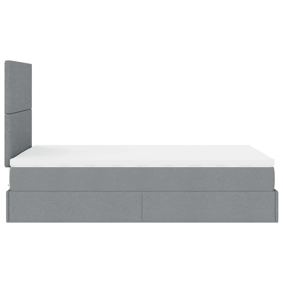 Ottoman bed met matras en LED's 120x200cm stof lichtgrijs