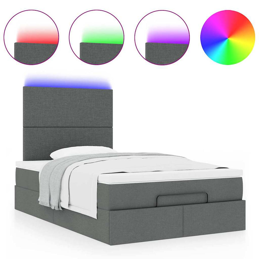 Ottoman bed met matras en LED's 120x200cm stof donkergrijs