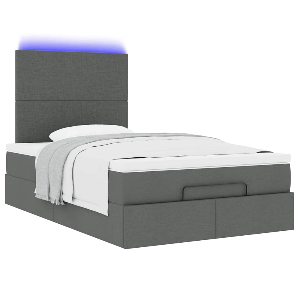 Ottoman bed met matras en LED's 120x200cm stof donkergrijs