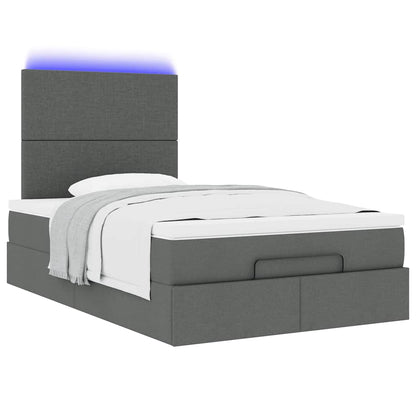 Ottoman bed met matras en LED's 120x200cm stof donkergrijs