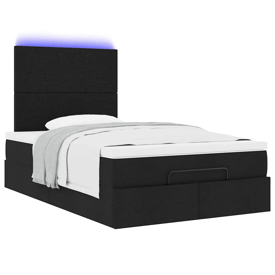 Ottoman bed met matras en LED's 120x200cm stof zwart