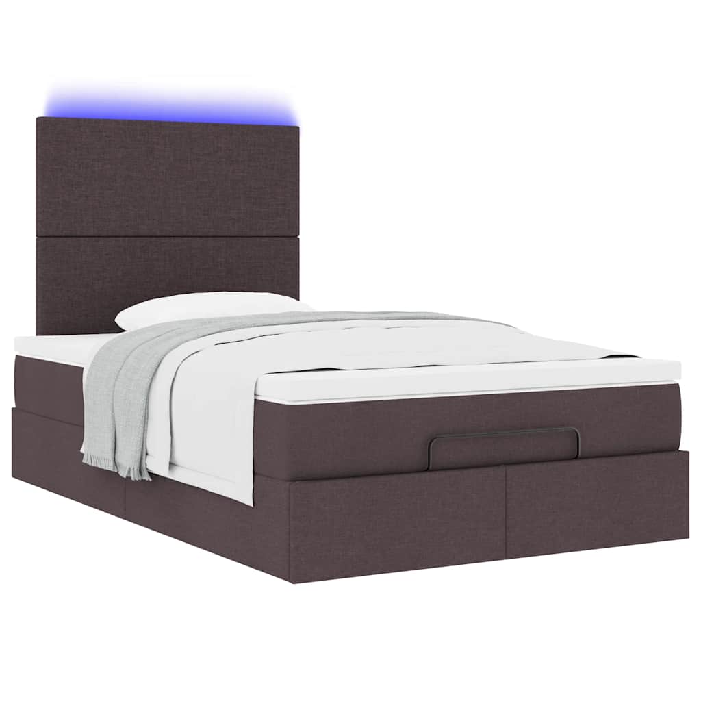 Ottoman bed met matras en LED's 120x200cm stof donkerbruin