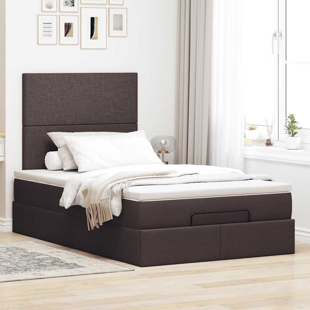 Ottoman bed met matras en LED's 120x200cm stof donkerbruin