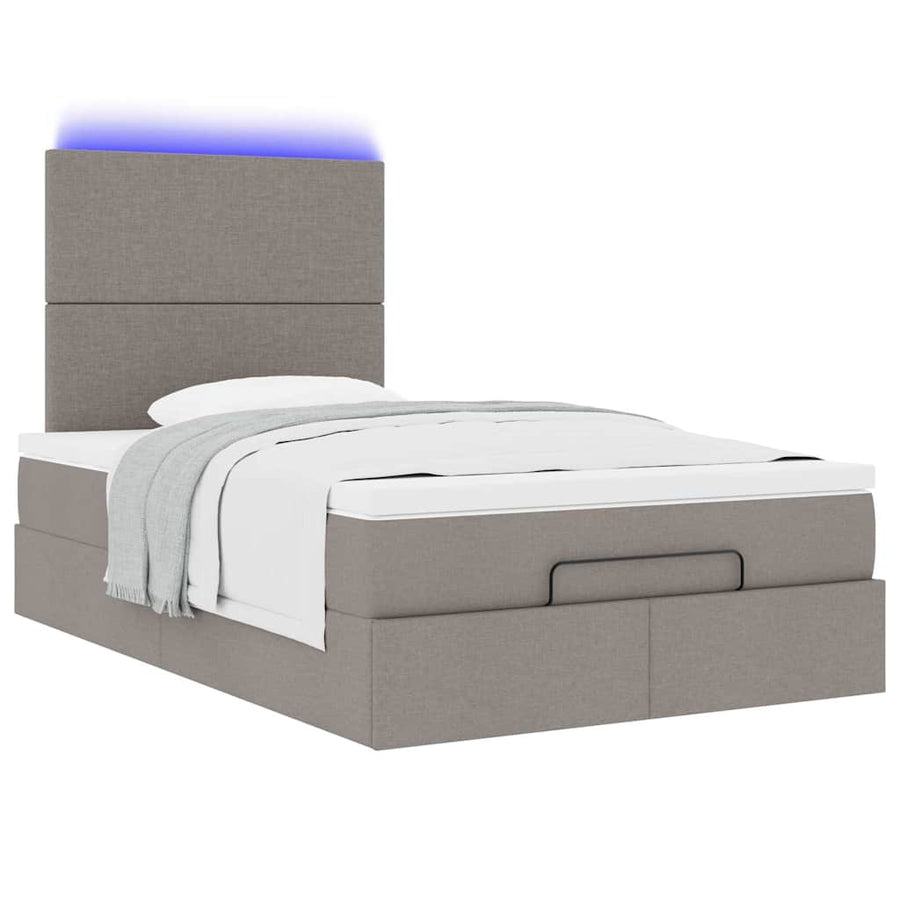 Ottoman bed met matras en LED's 120x200cm stof taupe
