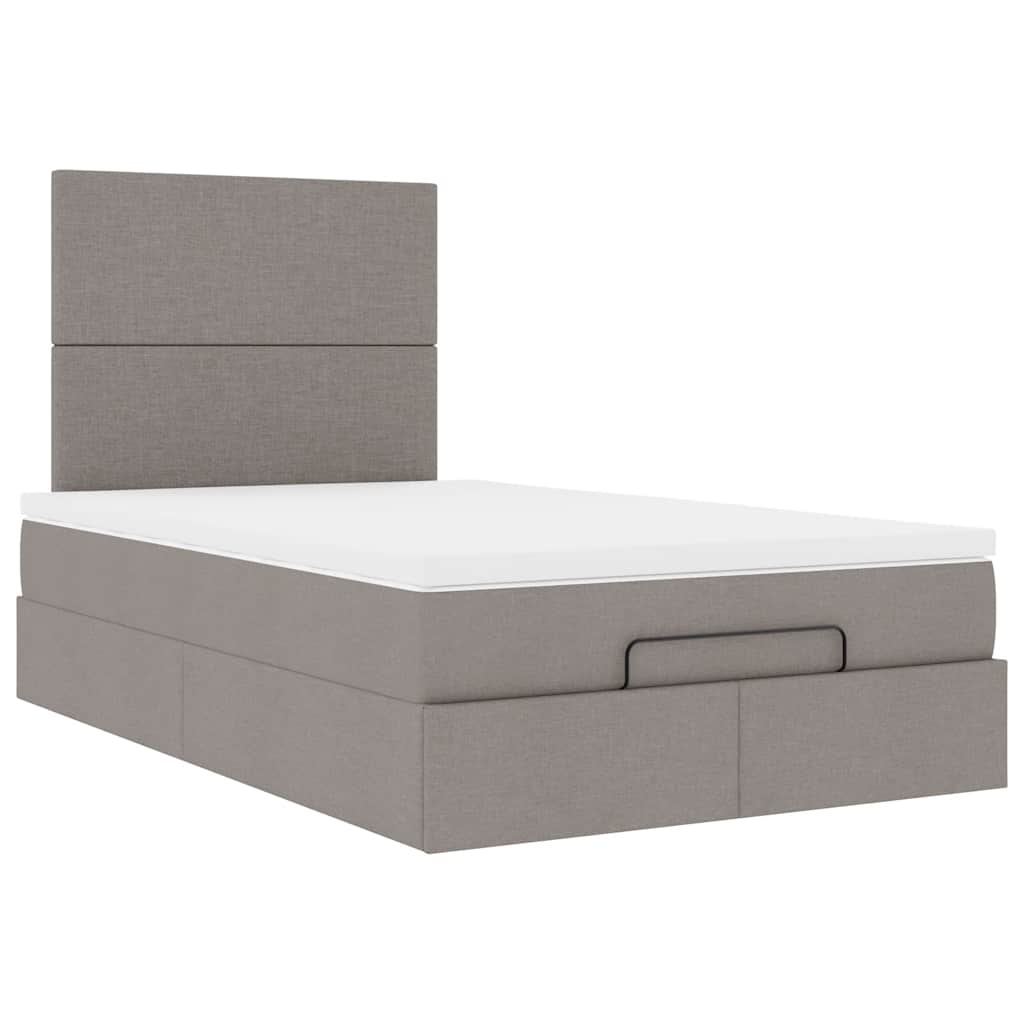 Ottoman bed met matras en LED's 120x200cm stof taupe