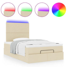 Ottoman bed met matras en LED's 120x200cm stof crèmekleurig
