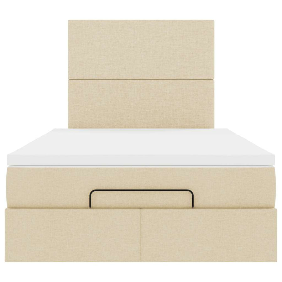 Ottoman bed met matras en LED's 120x200cm stof crèmekleurig