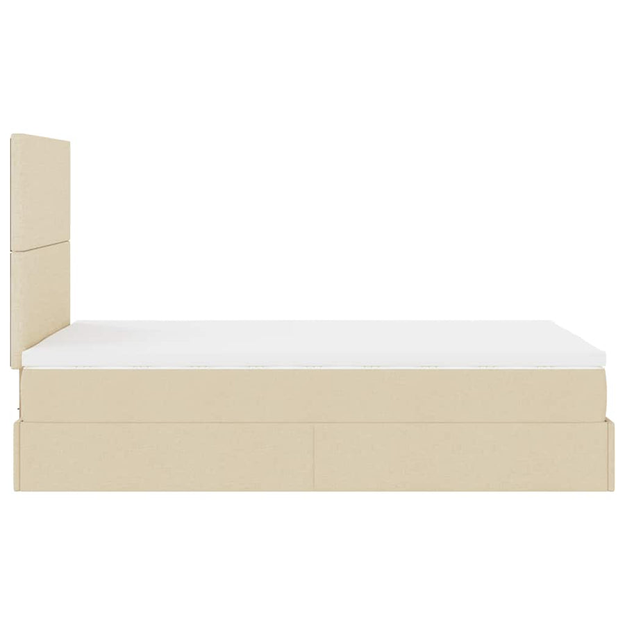 Ottoman bed met matras en LED's 120x200cm stof crèmekleurig