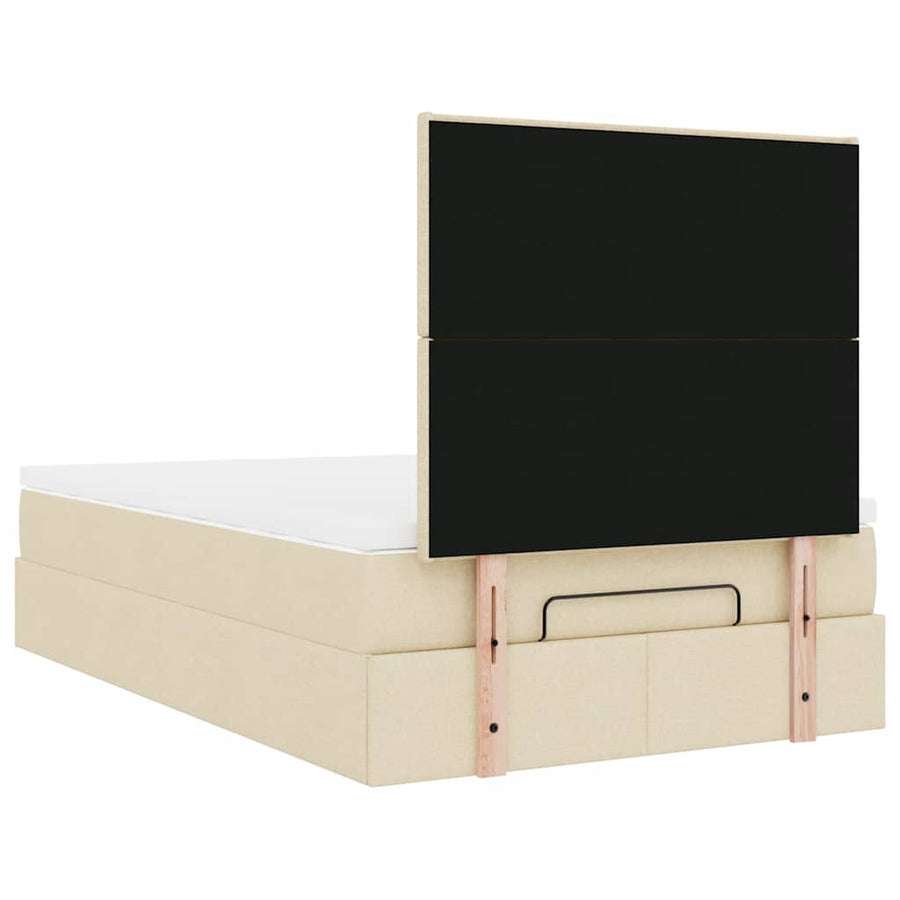 Ottoman bed met matras en LED's 120x200cm stof crèmekleurig
