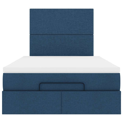Ottoman bed met matras en LED's 120x200cm stof blauw