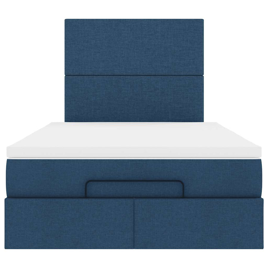 Ottoman bed met matras en LED's 120x200cm stof blauw