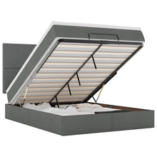 Ottoman bed met matras en LED's 140x190cm stof donkergrijs
