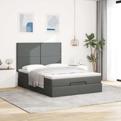 Ottoman bed met matras en LED's 140x190cm stof donkergrijs