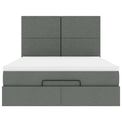 Ottoman bed met matras en LED's 140x190cm stof donkergrijs