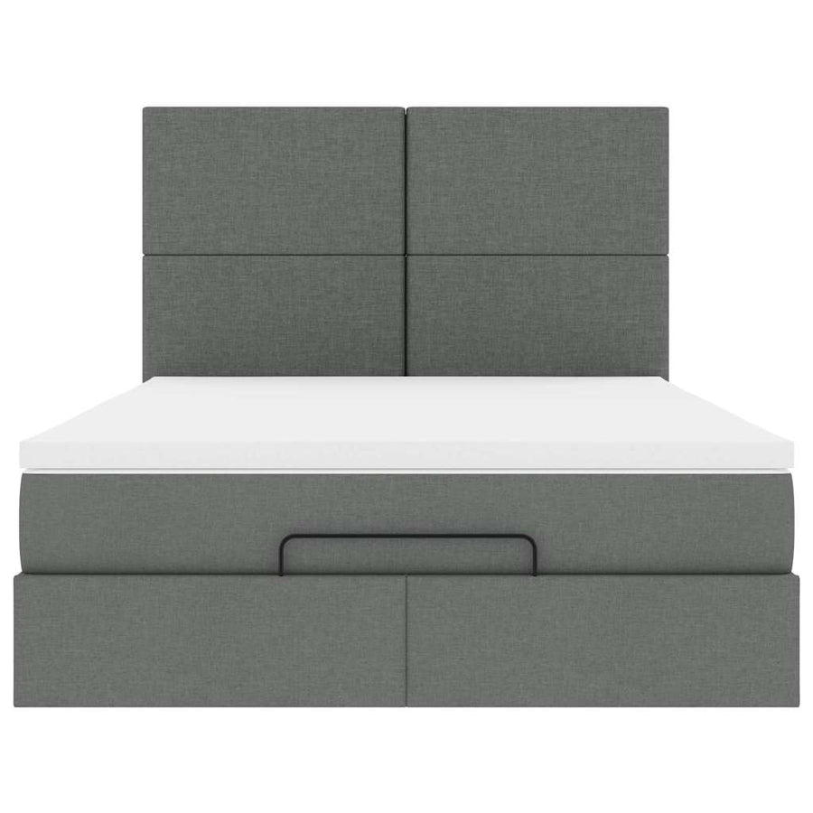 Ottoman bed met matras en LED's 140x190cm stof donkergrijs