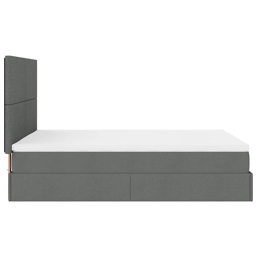 Ottoman bed met matras en LED's 140x190cm stof donkergrijs