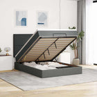 Ottomaans bed 140x190 cm donkergrijs met matras en LED