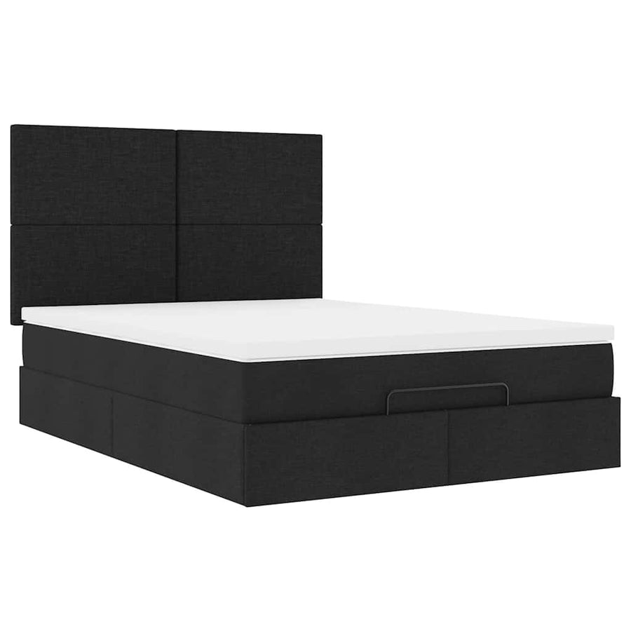 Ottoman bed met matras en LED's 140x190cm stof zwart