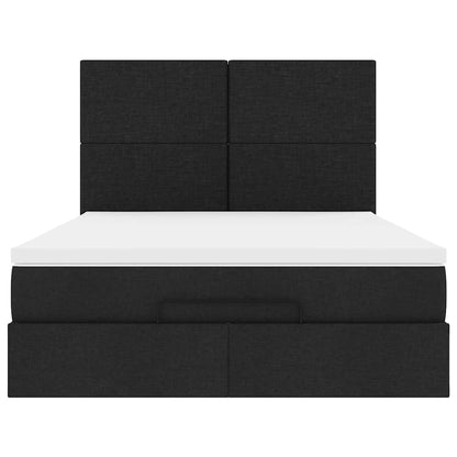 Ottoman bed met matras en LED's 140x190cm stof zwart