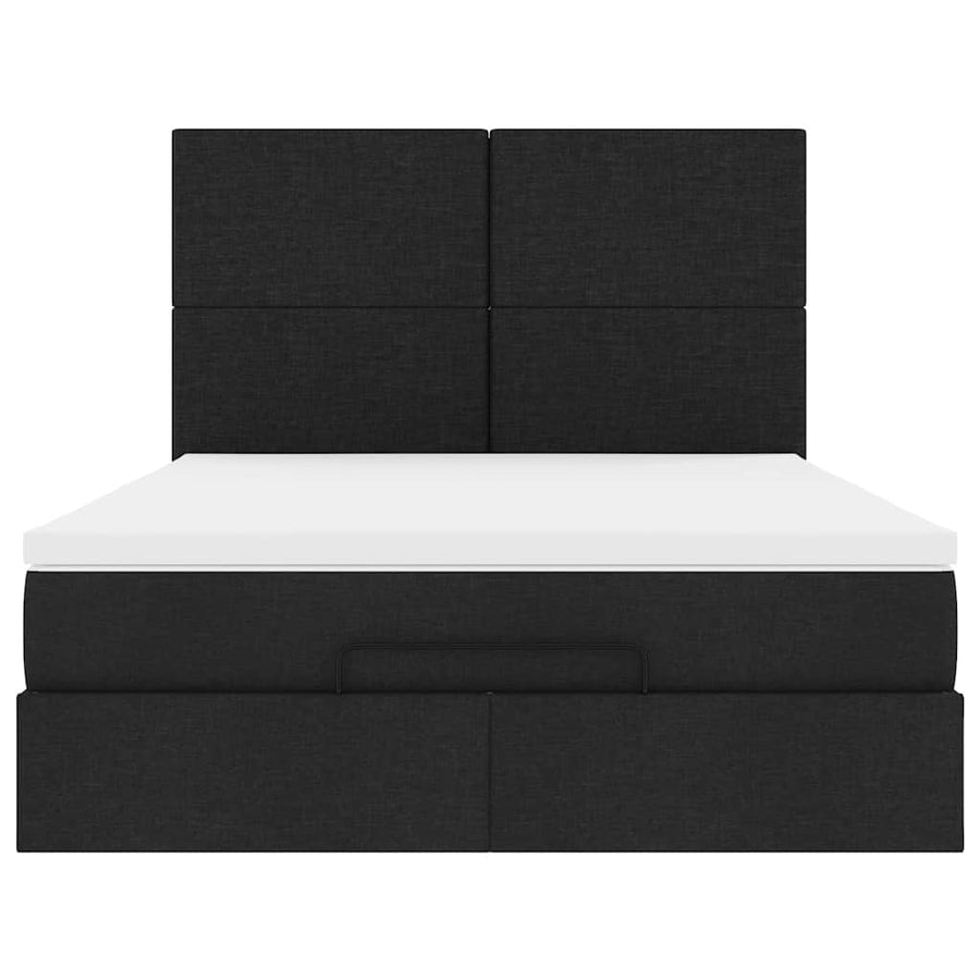 Ottoman bed met matras en LED's 140x190cm stof zwart