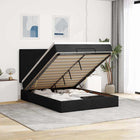Ottoman bed with mattress and LEDs 140x190cm fabric black