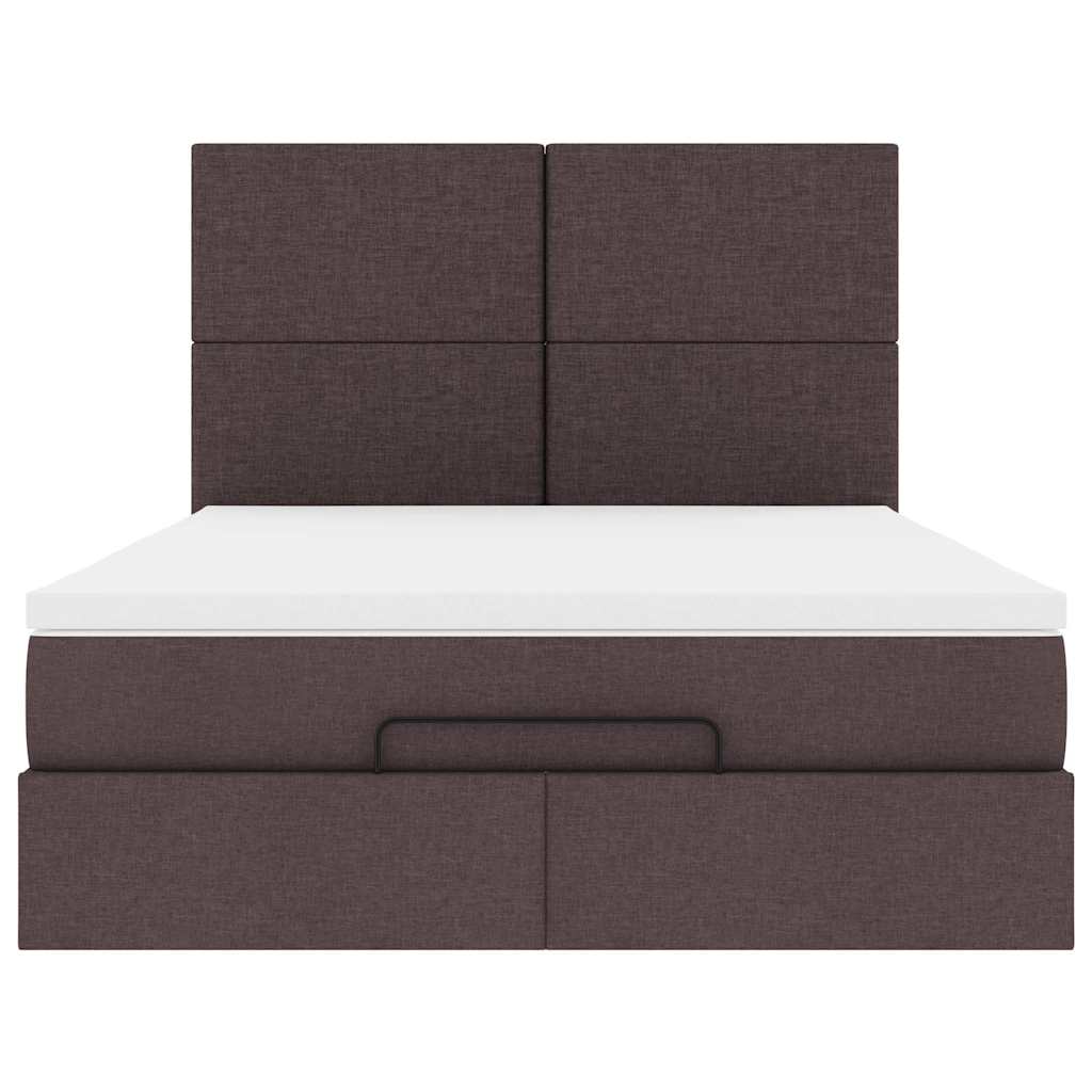 Ottoman bed met matras en LED's 140x190cm stof donkerbruin