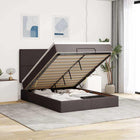 Ottoman bed 140x190cm stof donkerbruin met matras en LED