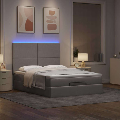 Ottoman Bed Met Matras En Led's 140X190Cm Stof 140 x 190 cm Taupe