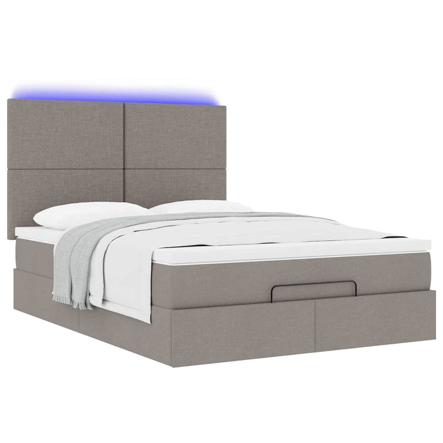 Ottoman Bed Met Matras En Led's 140X190Cm Stof 140 x 190 cm Taupe