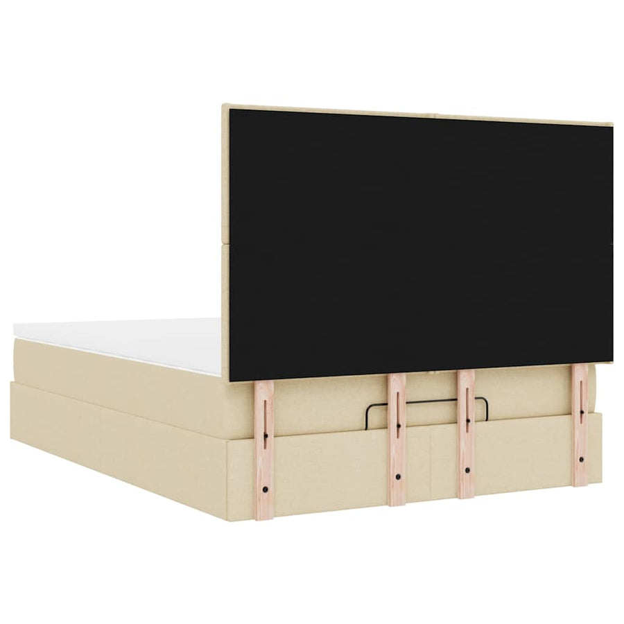 Ottoman bed met matras en LED's 140x190cm stof crèmekleurig