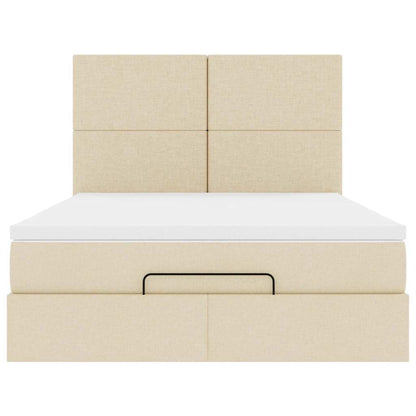 Ottoman bed met matras en LED's 140x190cm stof crèmekleurig