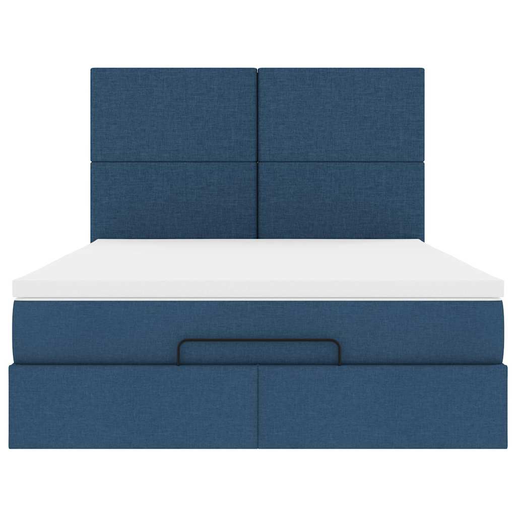 Ottoman bed met matras en LED's 140x190cm stof blauw