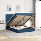 Ottoman bed with mattress and LEDs 140x190cm fabric blue