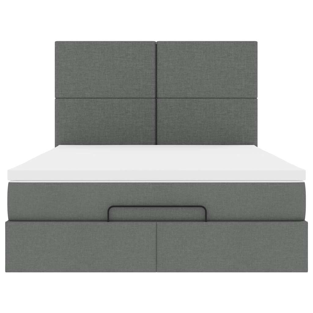 Ottoman bed met matras en LED's 140x200cm stof donkergrijs