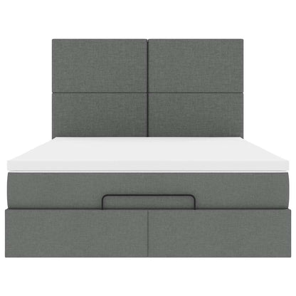 Ottoman bed met matras en LED's 140x200cm stof donkergrijs