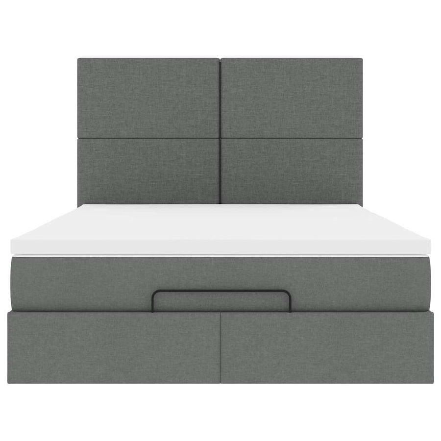 Ottoman bed met matras en LED's 140x200cm stof donkergrijs