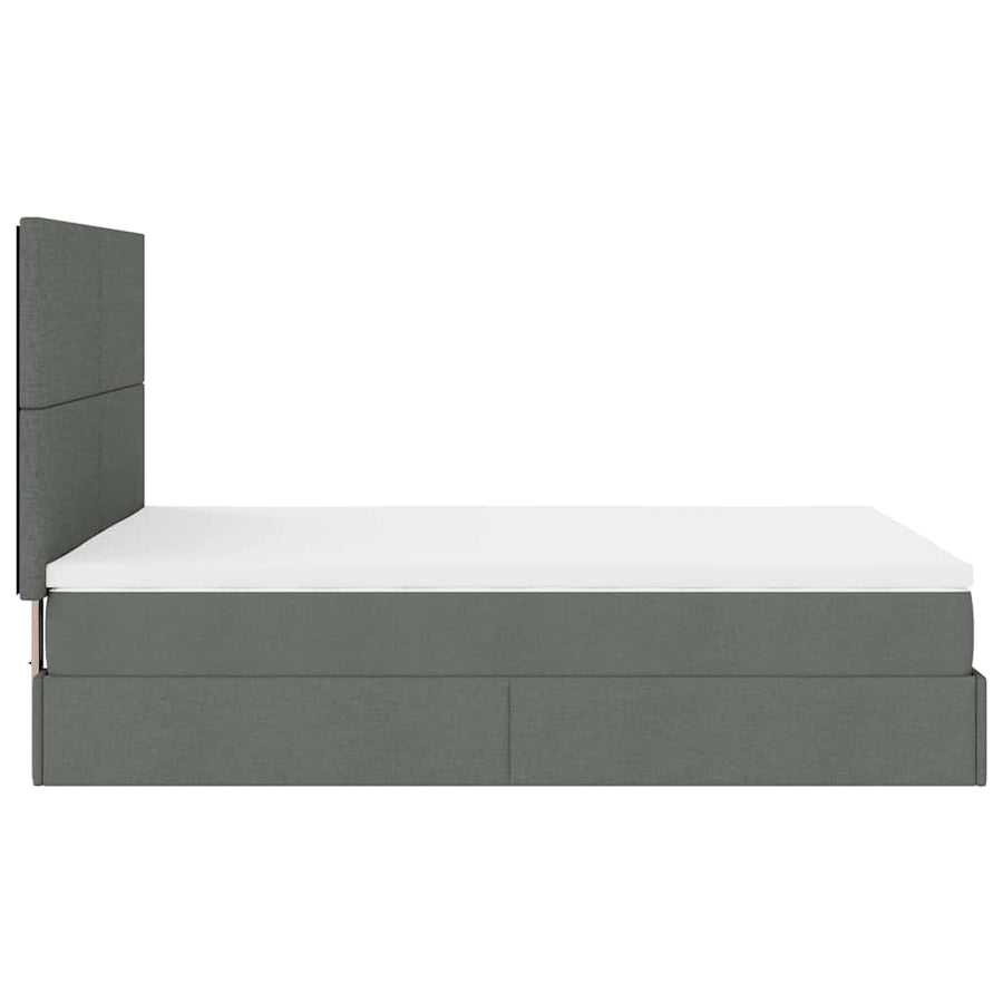 Ottoman bed met matras en LED's 140x200cm stof donkergrijs