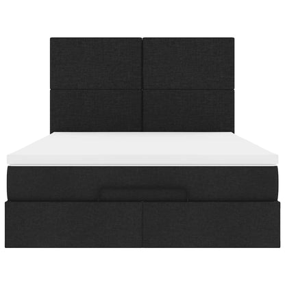 Ottoman bed met matras en LED's 140x200cm stof zwart