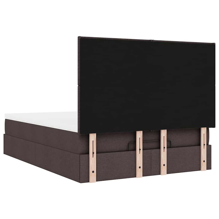 Ottoman bed met matras en LED's 140x200cm stof donkerbruin
