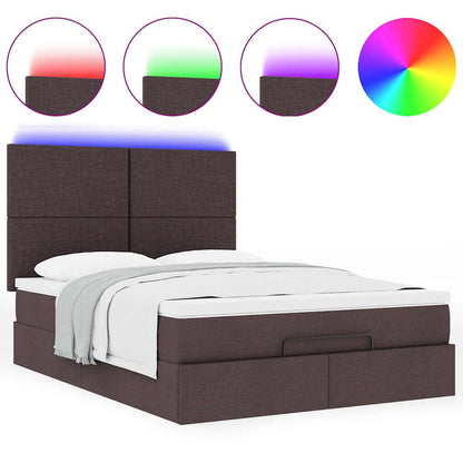 Ottoman bed met matras en LED's 140x200cm stof donkerbruin