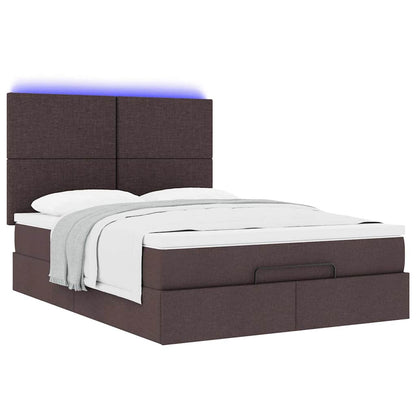 Ottoman bed met matras en LED's 140x200cm stof donkerbruin