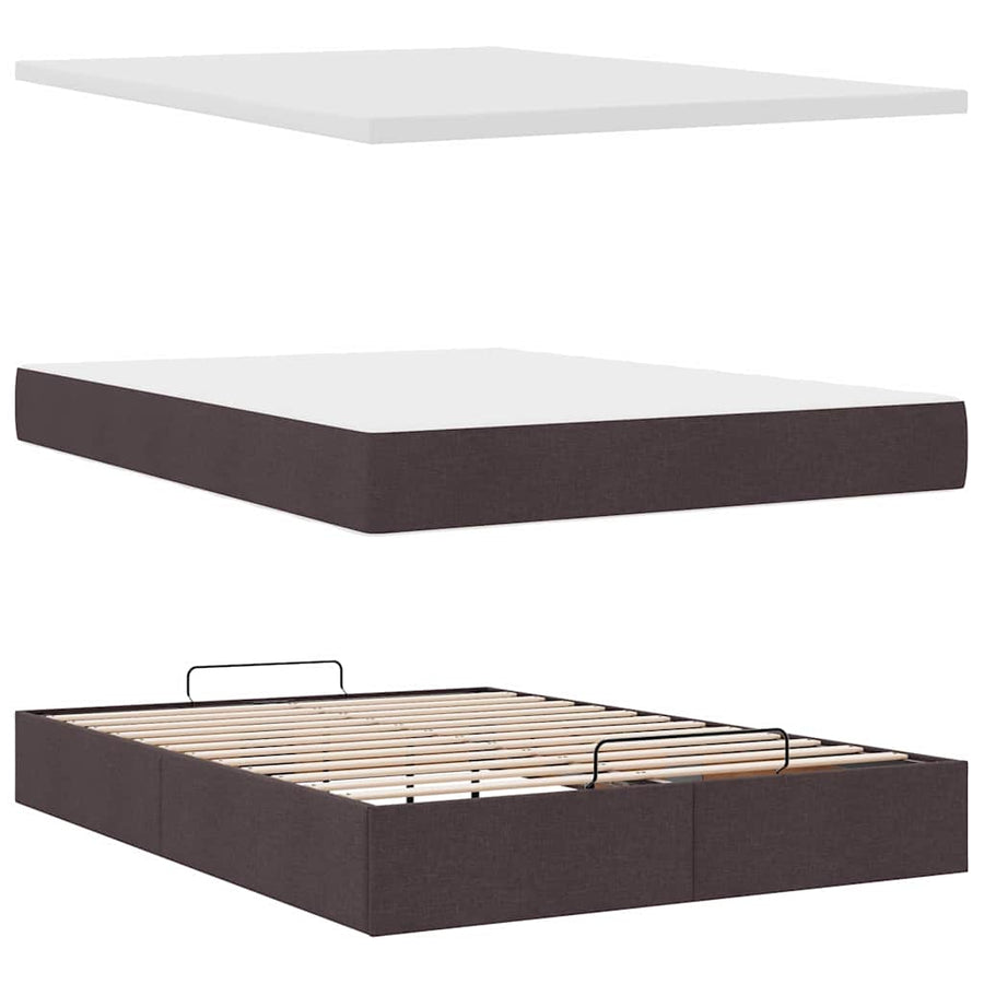 Ottoman bed met matras en LED's 140x200cm stof donkerbruin