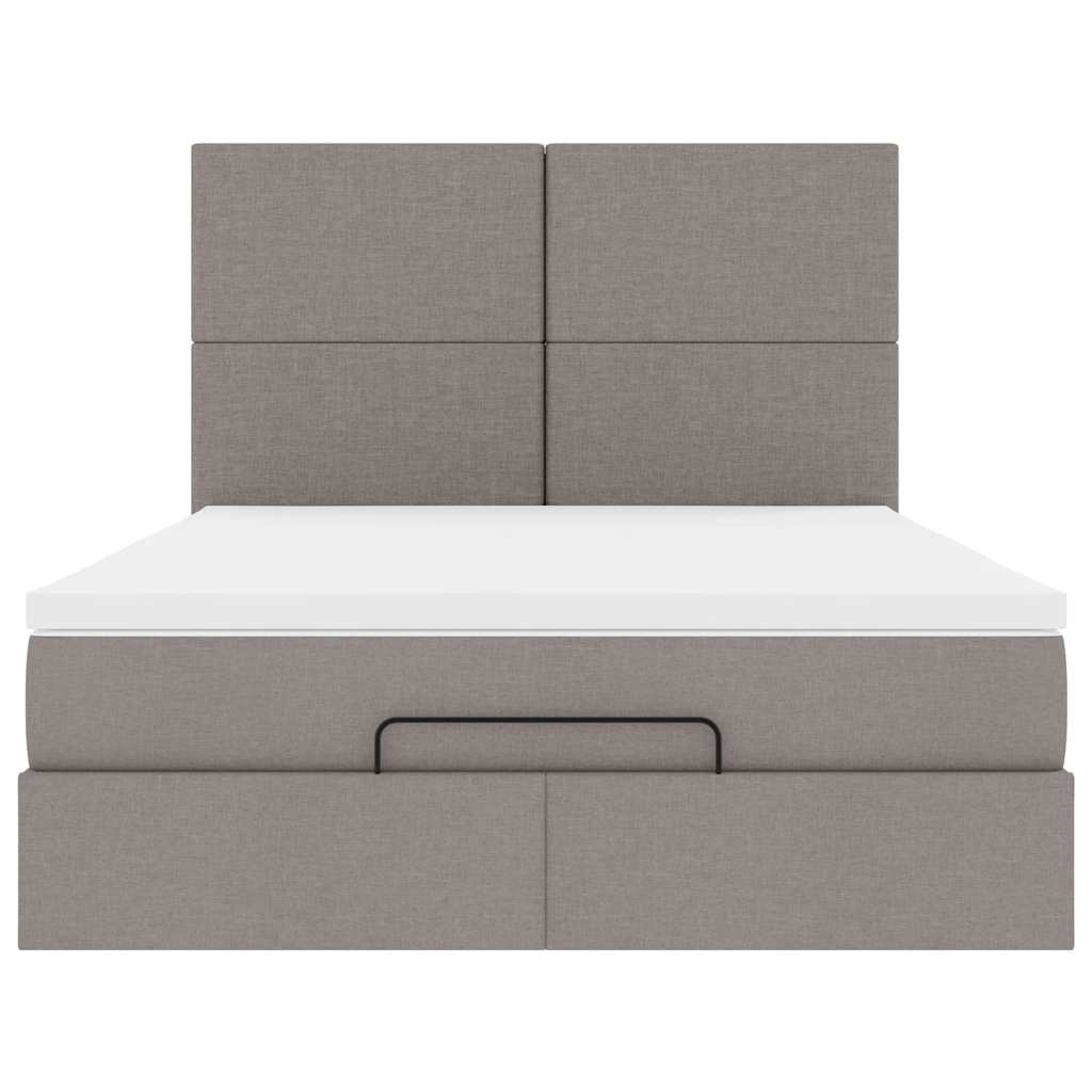 Ottoman bed met matras en LED's 140x200cm stof taupe