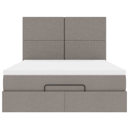Ottoman bed met matras en LED's 140x200cm stof taupe