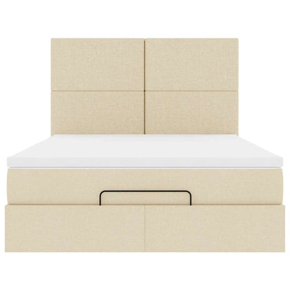 Ottoman bed met matras en LED's 140x200cm stof crèmekleurig