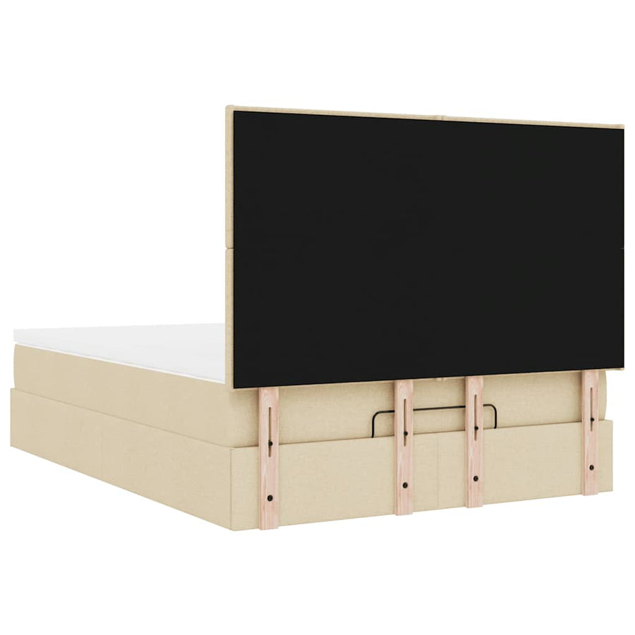 Ottoman bed met matras en LED's 140x200cm stof crèmekleurig