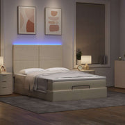 Ottoman bed met matras 140x200 cm crèmekleurig