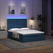 Ottomaans bed met matras 140x200 cm stof blauw